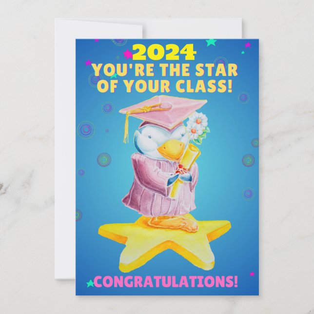JUVENILE GRADUATION Flat Thank You Card (Front)