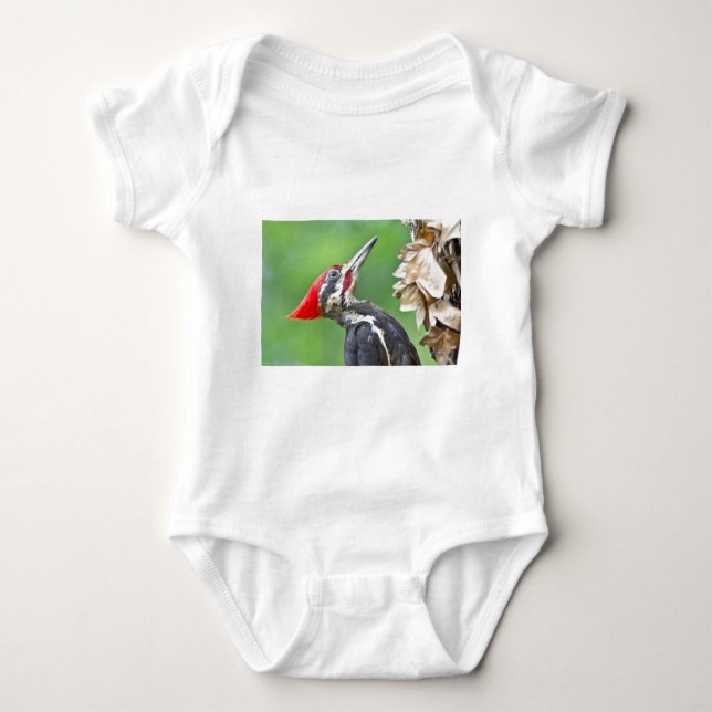 Juvenile Pileated Woodpecker Profile Gifts Apparel Baby Bodysuit (Front)