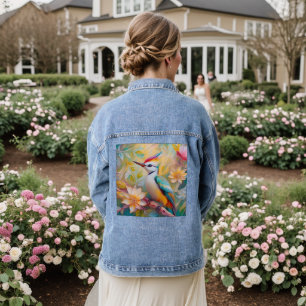 Juvenile Rainbow Woodpecker Fantasy Bird Denim Jacket