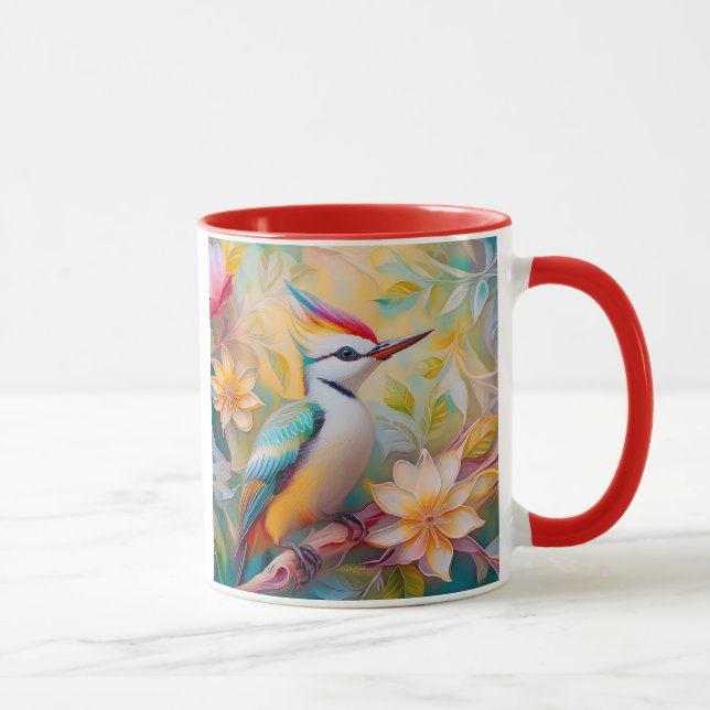 Juvenile Rainbow Woodpecker Fantasy Bird Mug (Right)