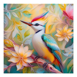 Juvenile Rainbow Woodpecker Fantasy Bird Photo Print