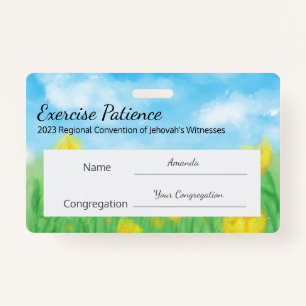 JW 2023 Convention Custom Name Exercise Patience ID Badge