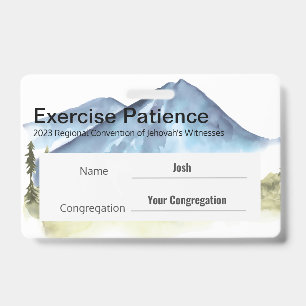 JW 2023 Convention Custom Name Exercise Patience ID Badge