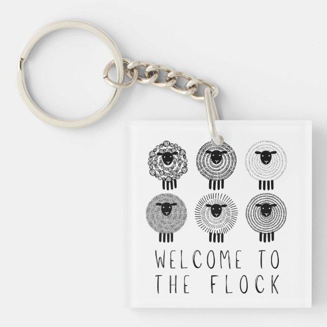 JW Baptism Gift Personalised Welcome to the Flock Key Ring (Front)
