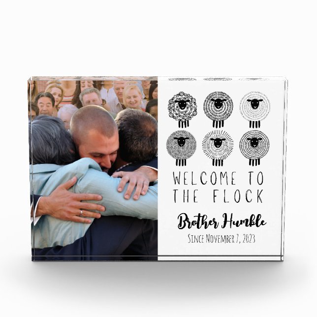 JW Baptism Gift Personalised Welcome to the Flock Photo Block (Front)