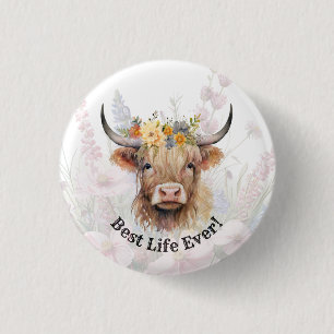 JW Best Life Ever! Highland Cow Button Pin