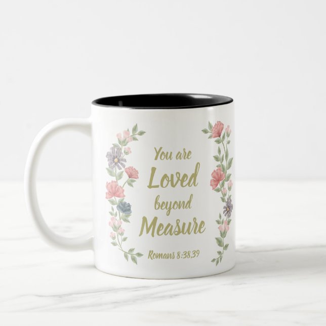 JW gifts You Are Loved Beyond Measure  Two-Tone Coffee Mug (Left)