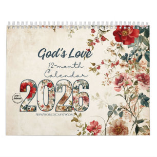 JW God's Love 2026 Calendar Shabby Chic Floral