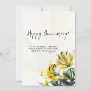 JW Happy Anniversary Card Yellow & White Lilies