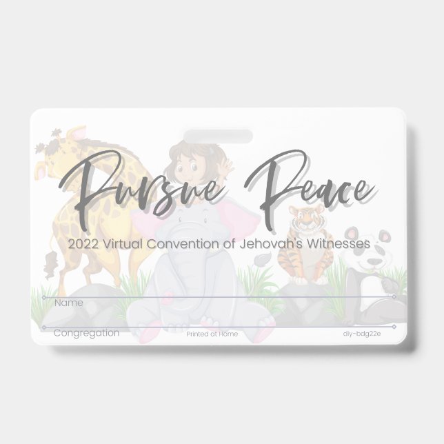 JW Keepsake Convention Badge Card | Animals ID Badge (Front)