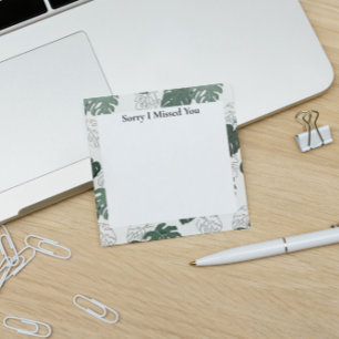 JW Ministry Supply Sorry I Missed You Monstera Post-it Notes