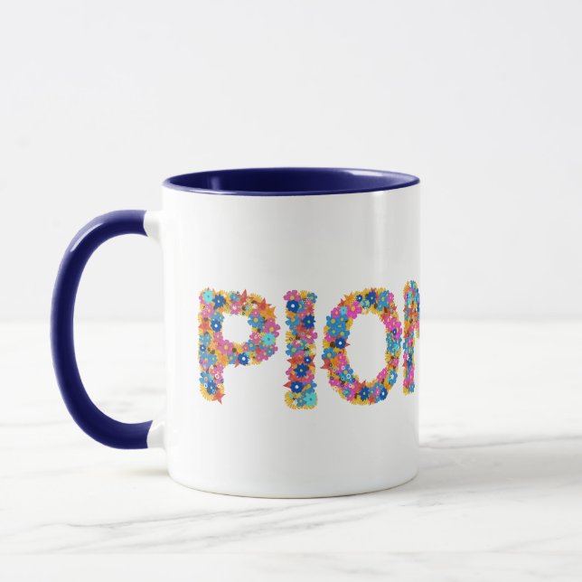 JW Pioneer Wrap Around Floral Typography Mug (Left)