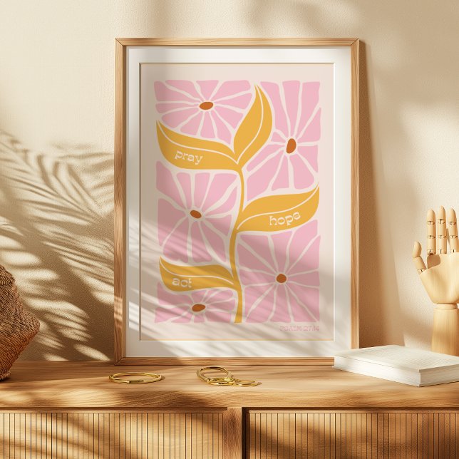 JW Scripture Bible Christian Abstract Mustard Pink Poster (Creator Uploaded)