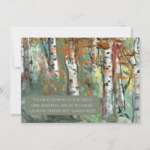 JW Sympathy Card -Birch Trees -Isa 40:29