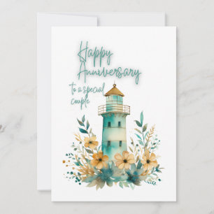 JW Watercolor Lighthouse Happy Anniversary Card