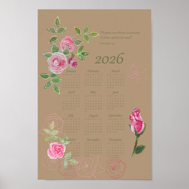 JW year text calendar customisable Poster (Front)