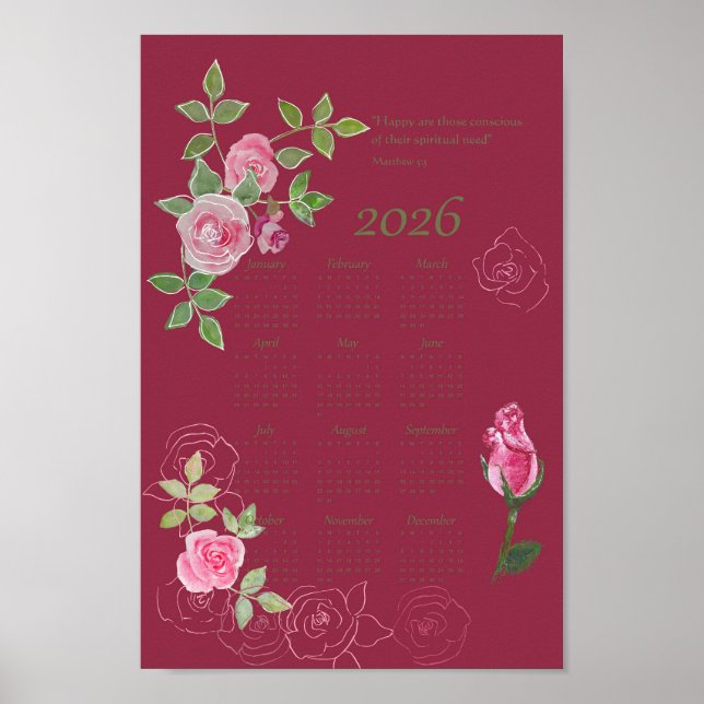JW year text calendar customisable Poster (Front)