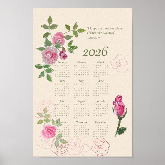 JW year text calendar customizable Poster (Front)