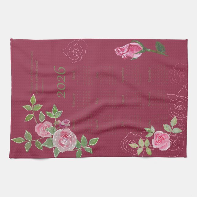 JW year text customise with calendar  Tea Towel (Horizontal)