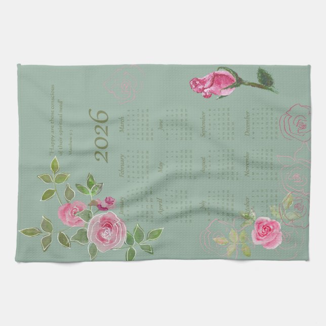 JW year text customise with calendar  Tea Towel (Horizontal)