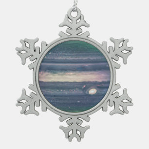 JWST Image of Planet Jupiter in Infrared Snowflake Pewter Christmas Ornament