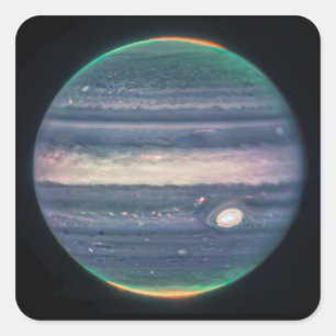 JWST Image of Planet Jupiter in Infrared Square Sticker