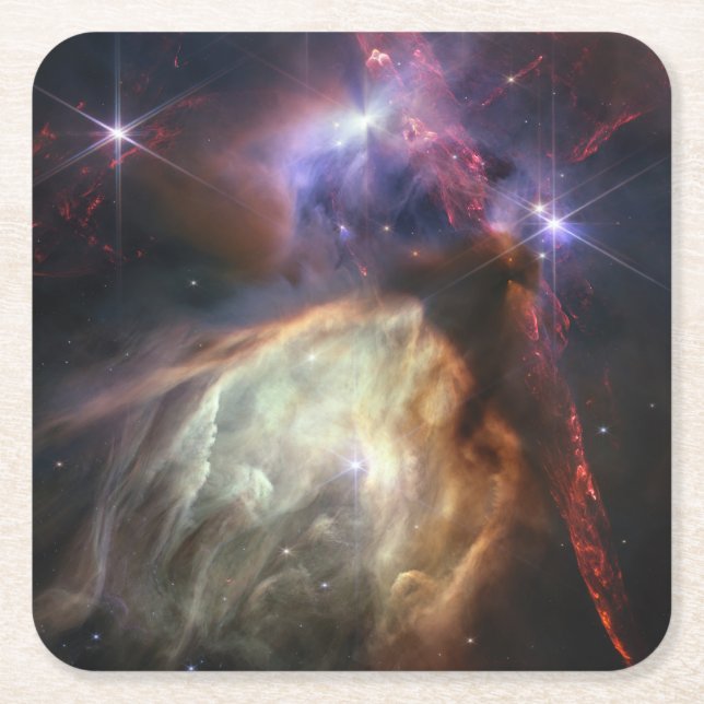 JWST Image of Rho Ophiuchi Stars Square Paper Coaster (Front)
