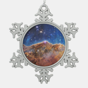JWST James Webb Space Telescope Cosmic Cliffs Snowflake Pewter Christmas Ornament