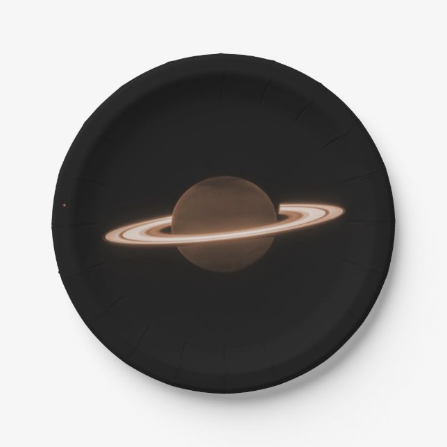 JWST James Webb Space Telescope Saturn Infrared Paper Plate (Front)