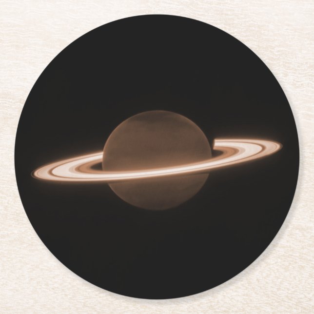 JWST James Webb Space Telescope Saturn Infrared Round Paper Coaster (Front)