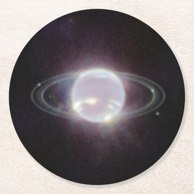 JWST Rings of Planet Neptune Round Paper Coaster (Front)