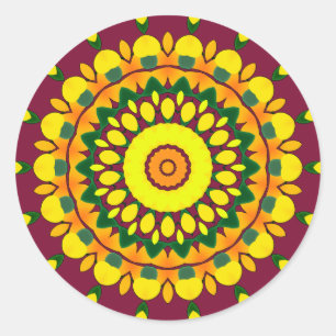 K131 Yellow & Green Classic Round Sticker