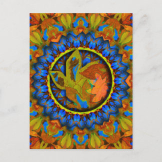 K185 Autumn on Blue Abstract Postcard