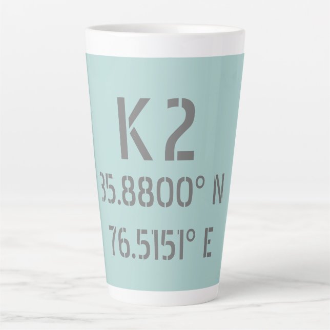 K2 Latitude and Longitude Latte Mug (Front)