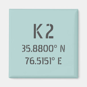K2 Latitude and Longitude Magnet