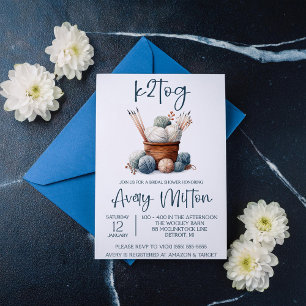 k2tog, Knitting, Basket of Yarn Bridal Shower Invitation