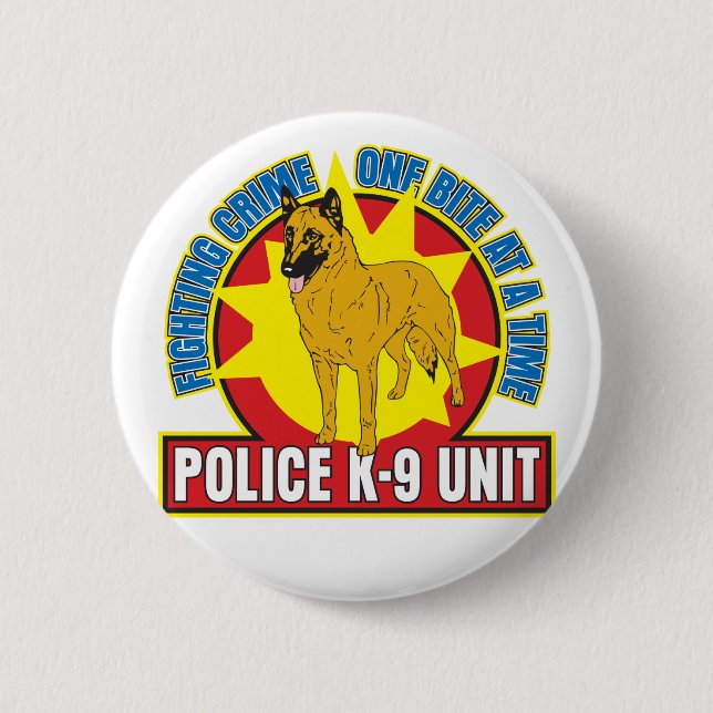 K9 Belgian Malinois Bite 6 Cm Round Badge (Front)