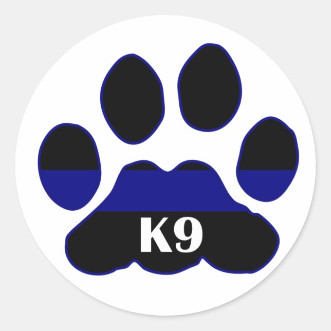 K9 Blue Line Classic Round Sticker (Front)