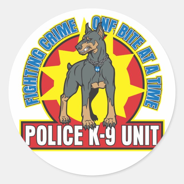 K9 Doberman Bite Classic Round Sticker (Front)