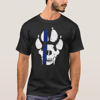 K9 Dog Skull Blue Line T-Shirt