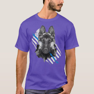 K9 German Shepherd Police Dog on Thin Blue Line T-Shirt
