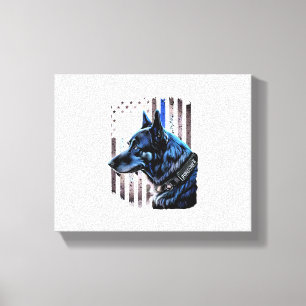 K9 German Shepherd Police Dog Thin Blue Line Flag Canvas Print