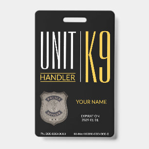 K9 Handler ID Badge
