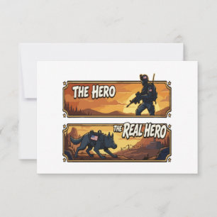  K9 Military Dog The Real Hero Sunset Art Thank You Card