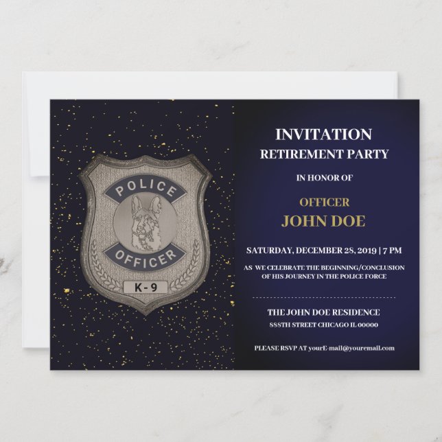 K9 Officer Retirement Invitation (Front)