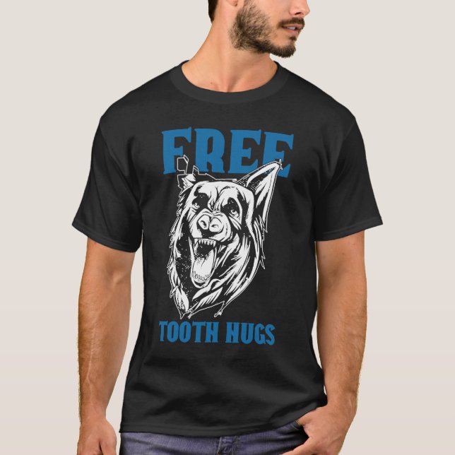 K9 Police Dog Free Tooth Hugs K9 Police Officer T-Shirt (Front)