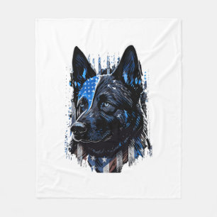 K9 Police Dog German Sherman American Flag Policem Fleece Blanket
