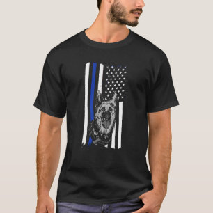 K9 Police Officer Blue Line K9 Police Dog Graphic T-Shirt