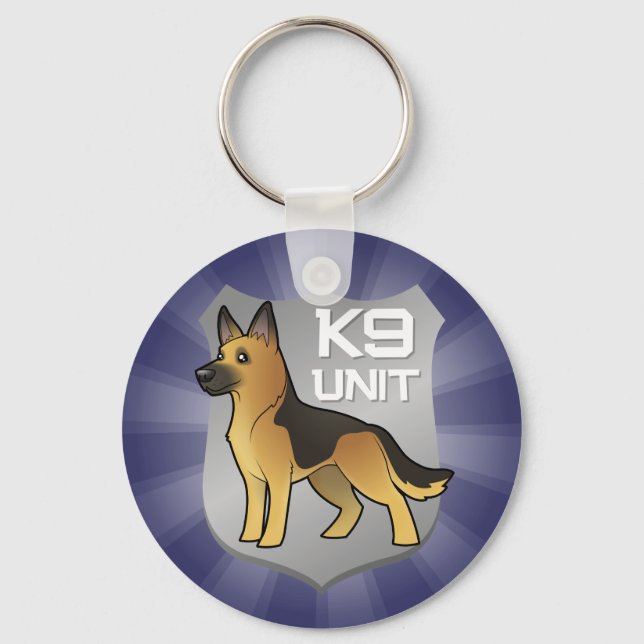 K9 Unit Cartoon German Shepherd Key Ring (Front)