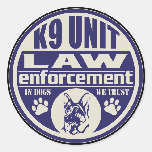 K9 Unit In Dogs We Trust Blue Classic Round Sticker (Front)
